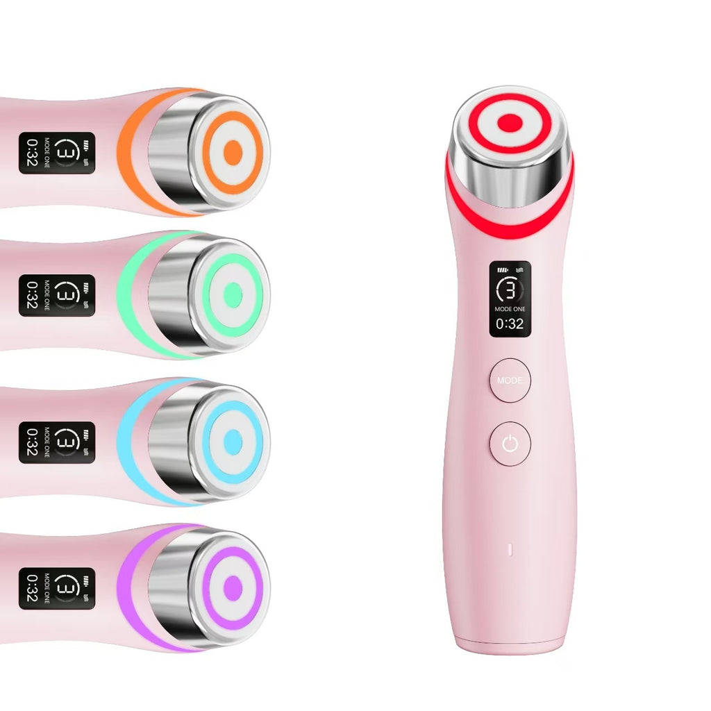 6-in-1 Real Glass Glow Beauty Massager Skin Tightening Face Machine, Face Massager Tool , Enhanced Absorption, Facial Neck Lifting, Firming, EMS Microcurrent Light Therapy Beauty Device