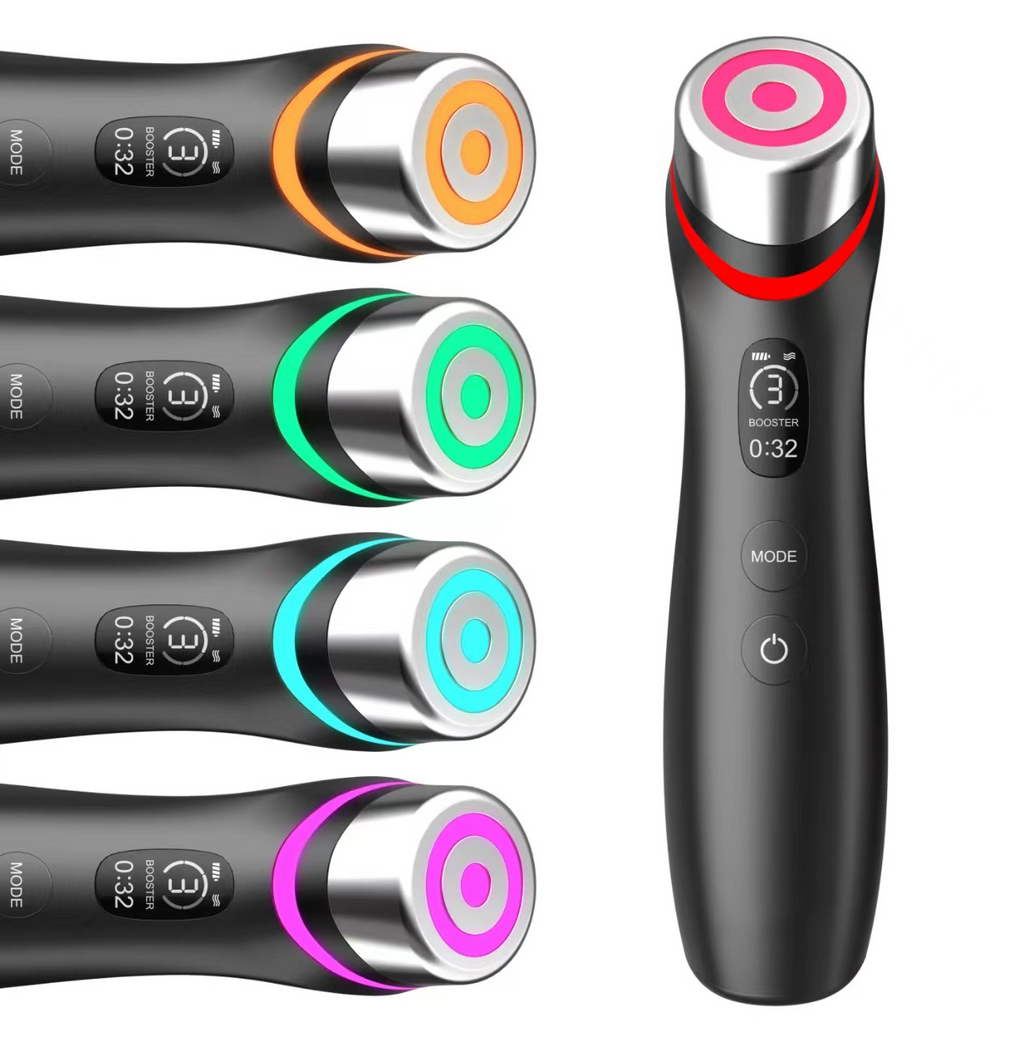 6-in-1 Real Glass Glow Beauty Massager Skin Tightening Face Machine, Face Massager Tool , Enhanced Absorption, Facial Neck Lifting, Firming, EMS Microcurrent Light Therapy Beauty Device