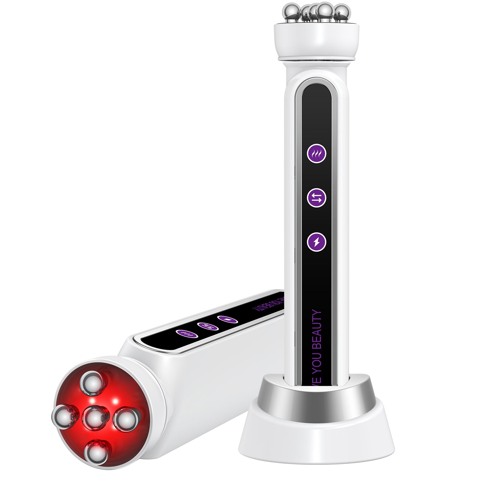 Electric 360° Rotating Face & Body Massager-5D Microcurrent Facial Device with Heat & Red Light Therapy, Face Lifting & Skin Toning Tool, Promote Skincare Absorption