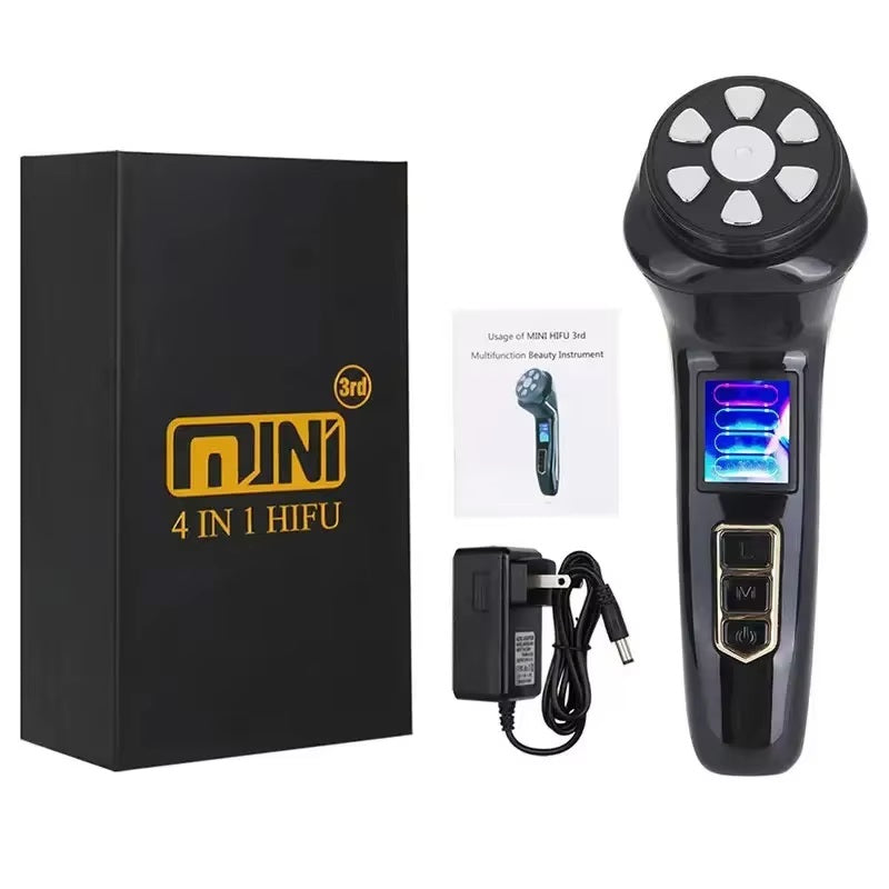 4 in 1 Mini Hifu Beauty Machine Home Use Skin Care Device for Reduce Wrinkles, Skin Tightening Lifting, Skin Firming Rejuvenation Brightening Beauty Instrument