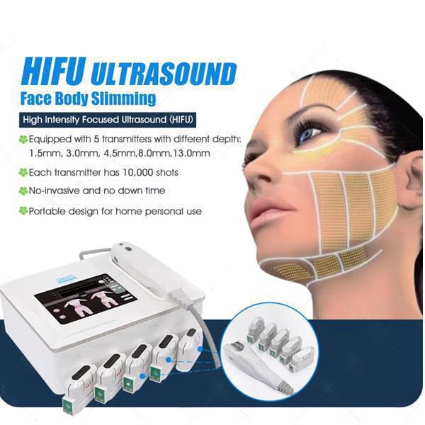 HIFU Machine 5 Cartridges Face Lifting Firming Skin Tightening Machine Wrinkle Remover Anti Aging Stretch Marks Removal Beauty Equipment