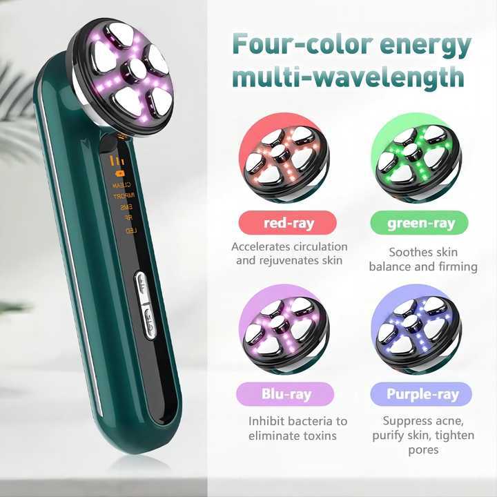 5 in 1 Micro Current Facial Massager Beauty Device LED Light EMS RF Skin Tighten Machine for Face Eye Neck Effective for Wrinkle Puffiness