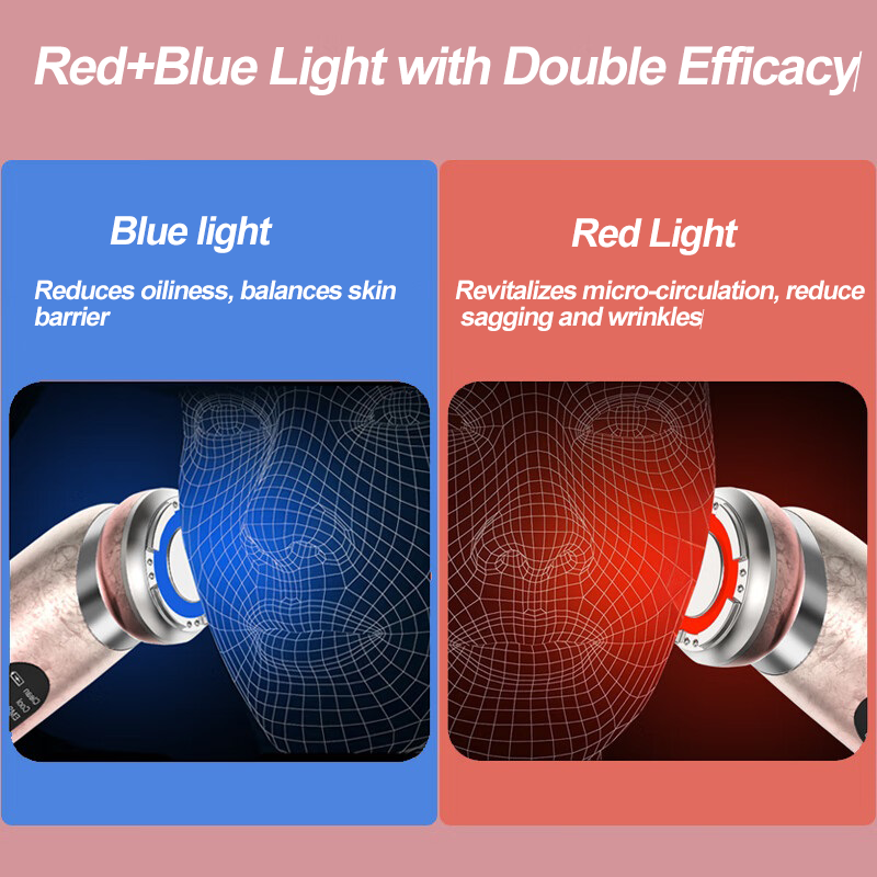 5 in 1 Micro Current Facial Massager Tool EMS RED Blue Light Therapy Hot Cold Treatment Anti-Aging Skin Tightening Rejuvenation Home Use Deep Clean Skin Care Beauty Eqipment