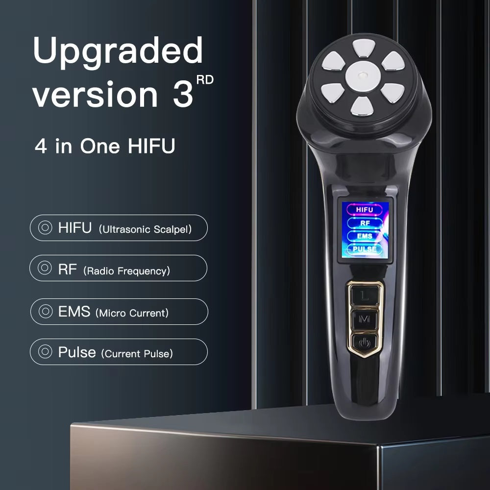 4 in 1 Mini Hifu Beauty Machine Home Use Skin Care Device for Reduce Wrinkles, Skin Tightening Lifting, Skin Firming Rejuvenation Brightening Beauty Instrument