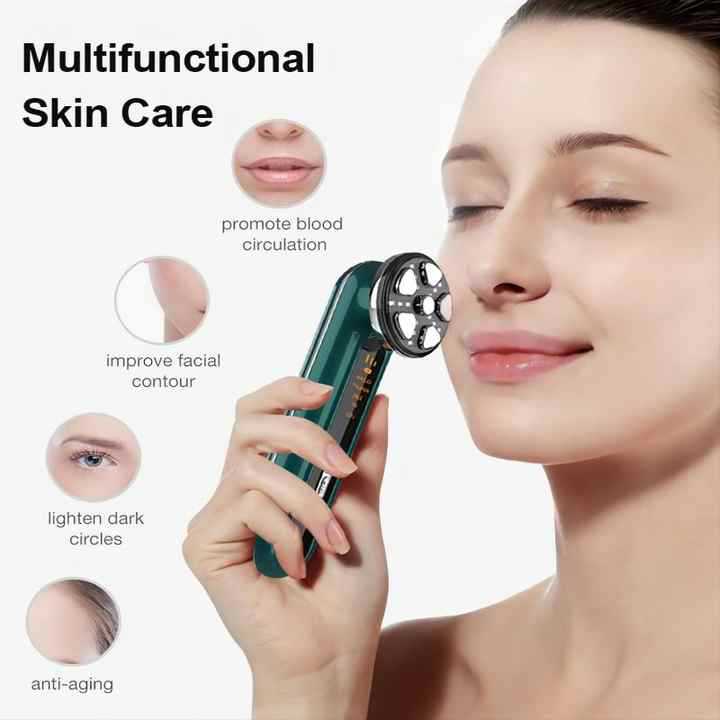5 in 1 Micro Current Facial Massager Beauty Device LED Light EMS RF Skin Tighten Machine for Face Eye Neck Effective for Wrinkle Puffiness