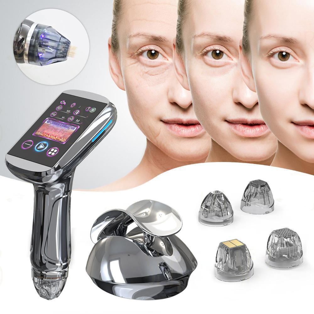 Mini Handheld Golden Microneedles Fractional RF Beauty Machine Anti-Aging Wrinkle Stretch Marks Removal Scar Repair Skin Rejuvenation Tightening Firming Lift Facial Equipment