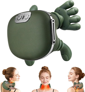 Neck Massager With Heat-Wireless Portable Shiatsu Neck and Shoulder Deep Tissue 4D Kneading Back Massage With Fingers,Simulated Human Hand Design Muscle Relax Hand Massager For Fathers Mothers Day Gifts