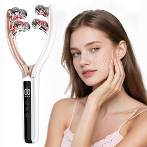 Wireless Facial Massager, 3D Roller Electric Facial Roller, Rechargeable V-Shape Sculpting & Puffiness Relief Tool, Face Roller Lymphatic Drainage for Home & Travel Use