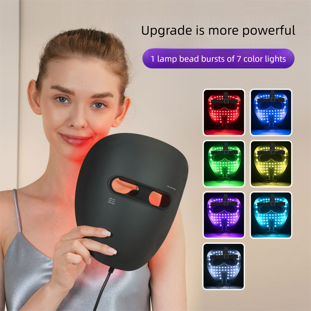 Led Face Mask, Red Light Therapy for Face, 7 Colors Led Face Mask Light Therapy with Eye Protection and Remote, Infrared, Red & Blue Light Mask for Skin Care, Wrinkle Reduction