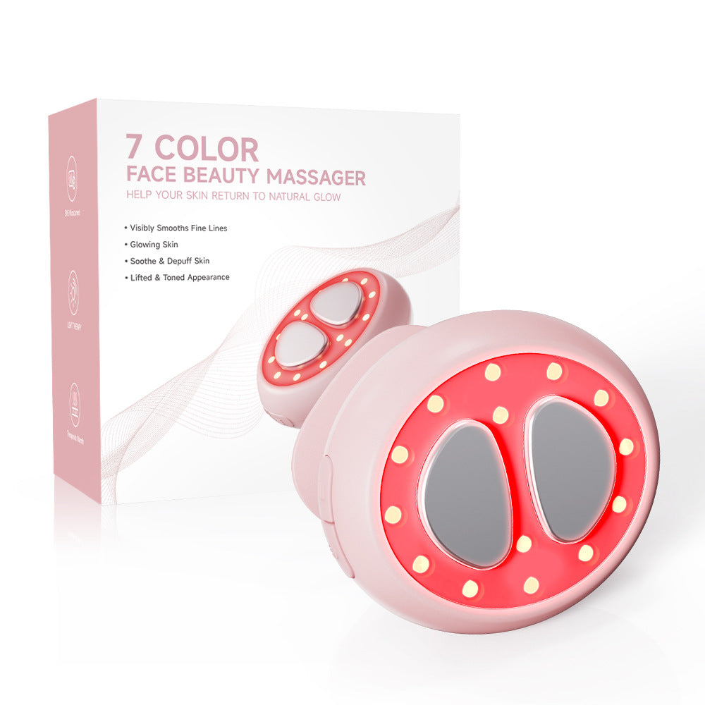 Red Light Therapy for Face and Neck, 7 Colors Facial Massager Face Lift Skin Tighten Beauty Device with 113°F Heating EMS Microcurrent Anti-aging for Multi Skin Care