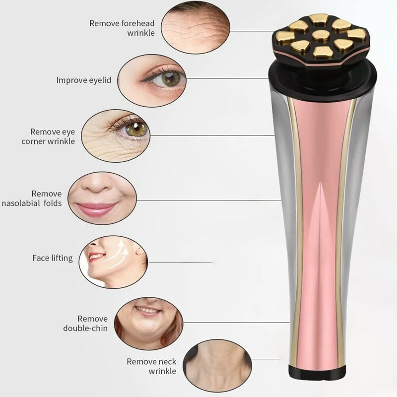 RF Radio Frequency Skin Tightening Beauty Device, Anti-Aging Face Machine for Wrinkle Removal, Lifting & Firming, Microcurrent Facial Device, Light Therapy Beauty Massager