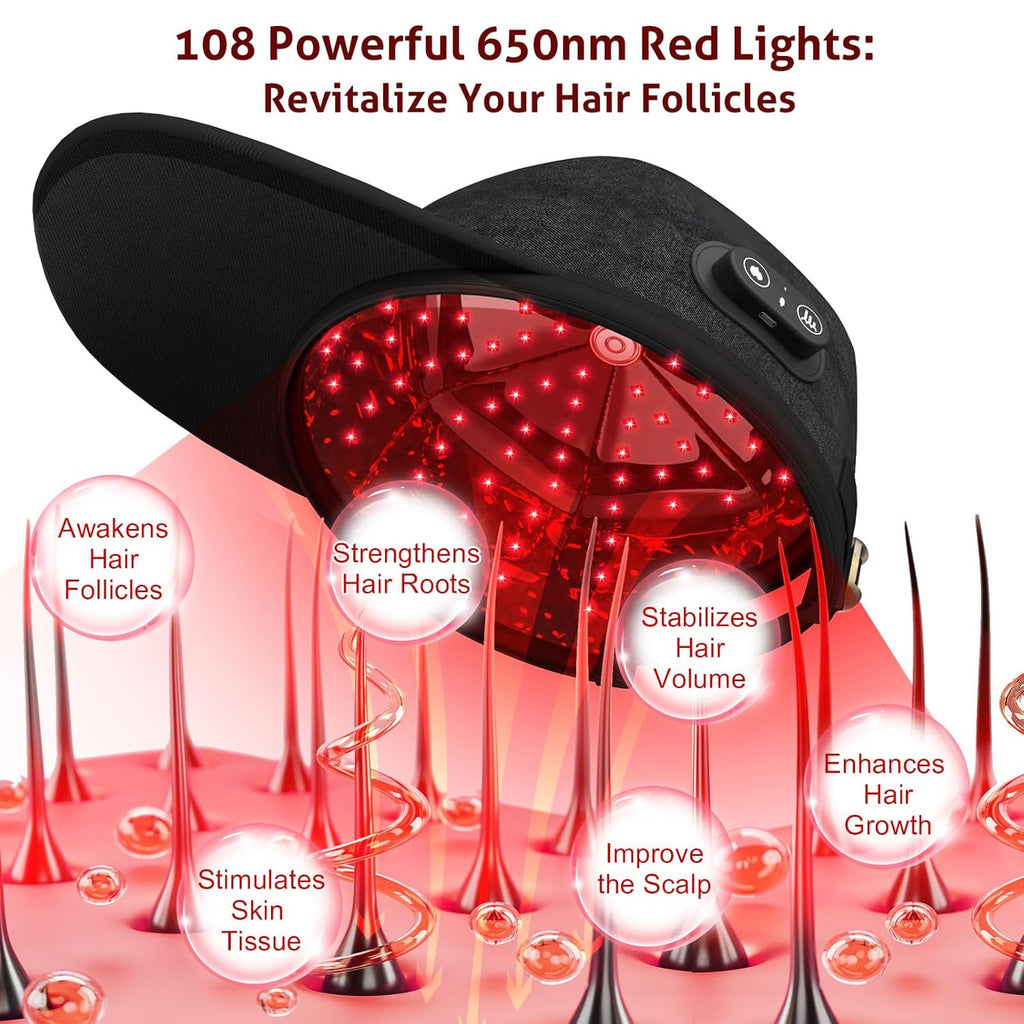Wireless Laser Cap for Hair Growth, Red Light Therapy for Hair Growth, Laser Hair Growth Cap,  Strengthen Hair Roots, Scalp Treatment to Stop Hair Loss and Regrows Thinning Hair, Hair Loss Treatment for Men and Women