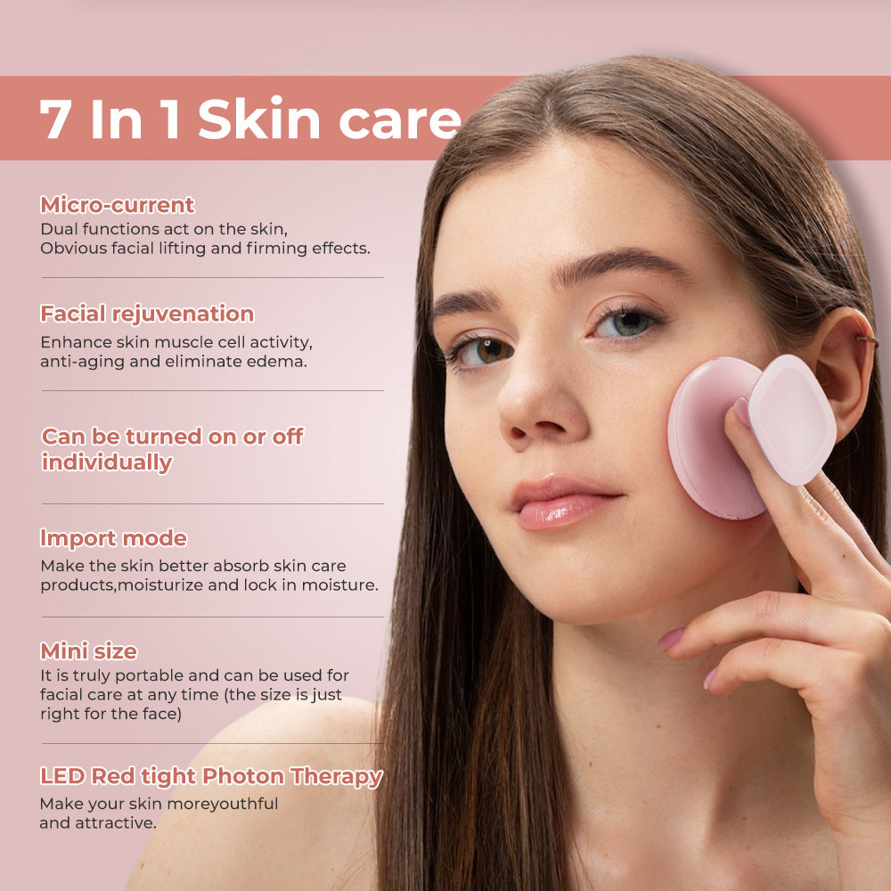 Red Light Therapy for Face and Neck, 7 Colors Facial Massager Face Lift Skin Tighten Beauty Device with 113°F Heating EMS Microcurrent Anti-aging for Multi Skin Care