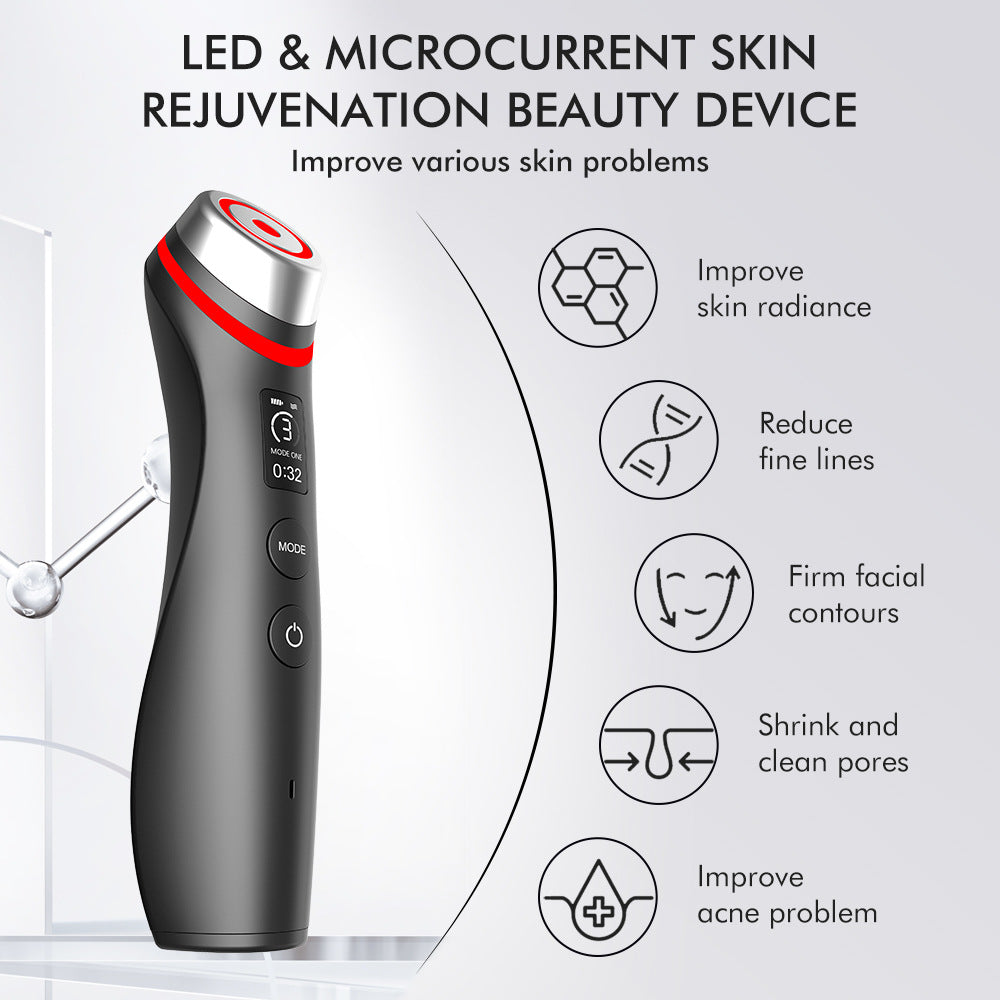 6-in-1 Real Glass Glow Beauty Massager Skin Tightening Face Machine, Face Massager Tool , Enhanced Absorption, Facial Neck Lifting, Firming, EMS Microcurrent Light Therapy Beauty Device