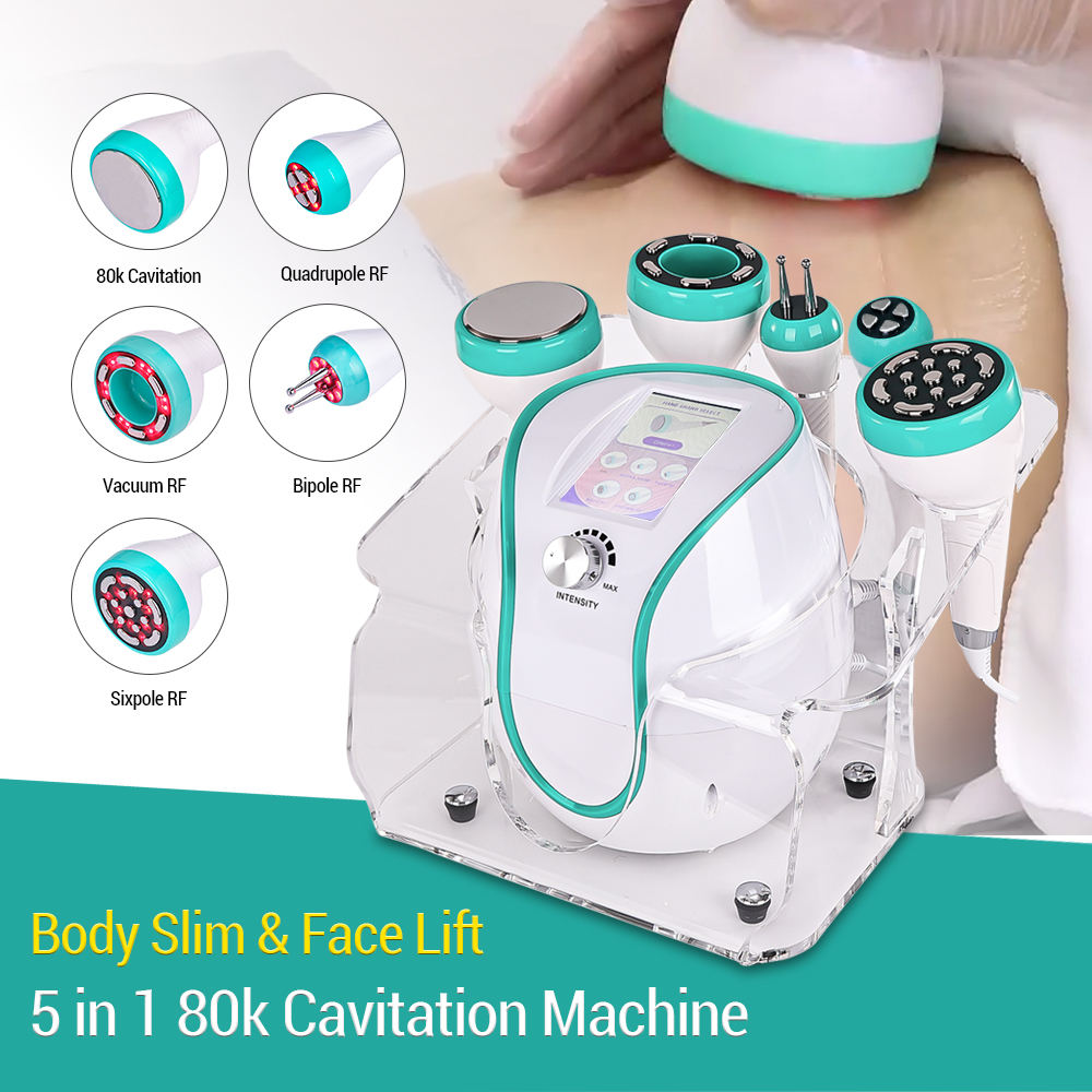 Portable 5in1 Cavitation 80K Cavit Body Slimming Weight Loss Machine Vacuum RF Fat Reduce Skin Tigthening Lipo Burning Body Shaping Beauty Equipment