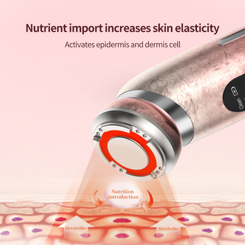 5 in 1 Micro Current Facial Massager Tool EMS RED Blue Light Therapy Hot Cold Treatment Anti-Aging Skin Tightening Rejuvenation Home Use Deep Clean Skin Care Beauty Eqipment