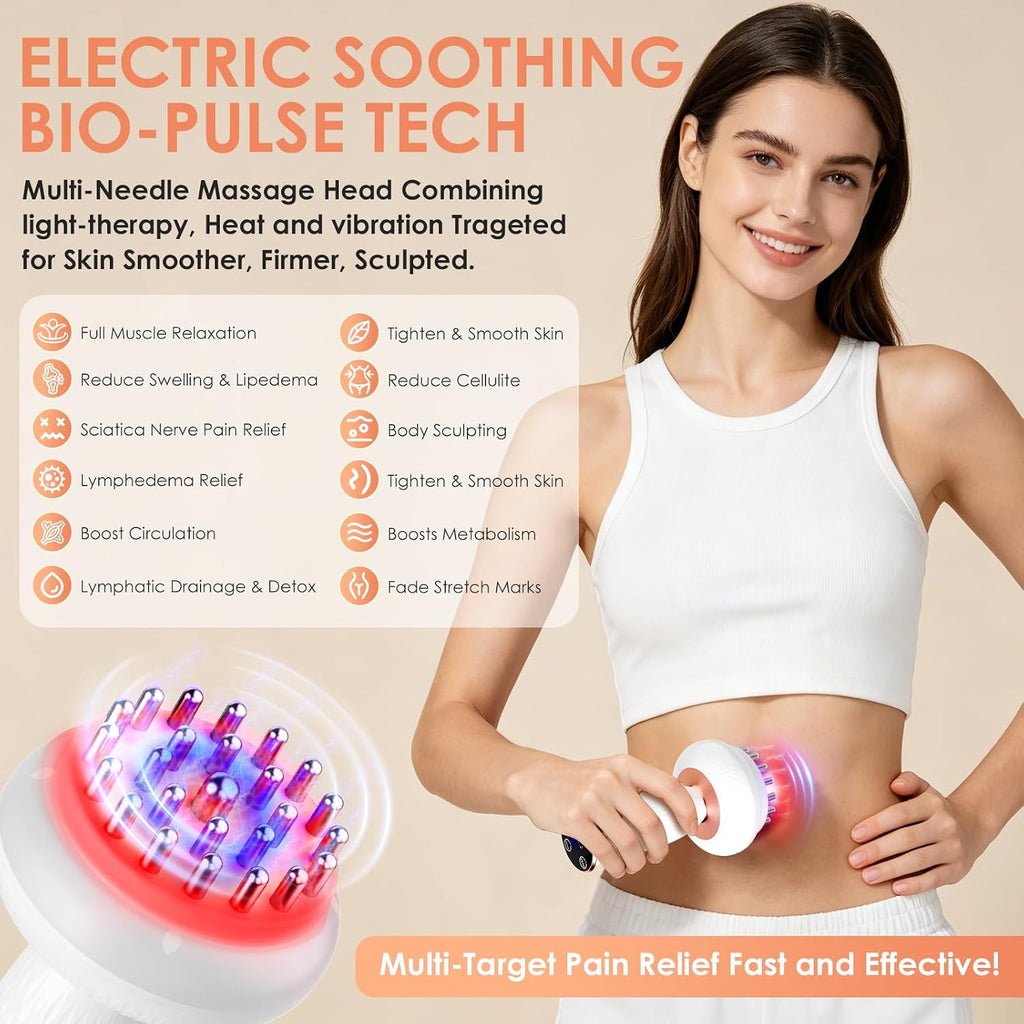 4-in-1 Body Sculpting Machine - Lymphatic Drainage Massager - Anit Cellulite Massage Tool Help Reduce Stretch Marks & Cellulite & Fat, Pain Relife Devices for Body (Belly, Legs, Arms, Butt, Low Back)