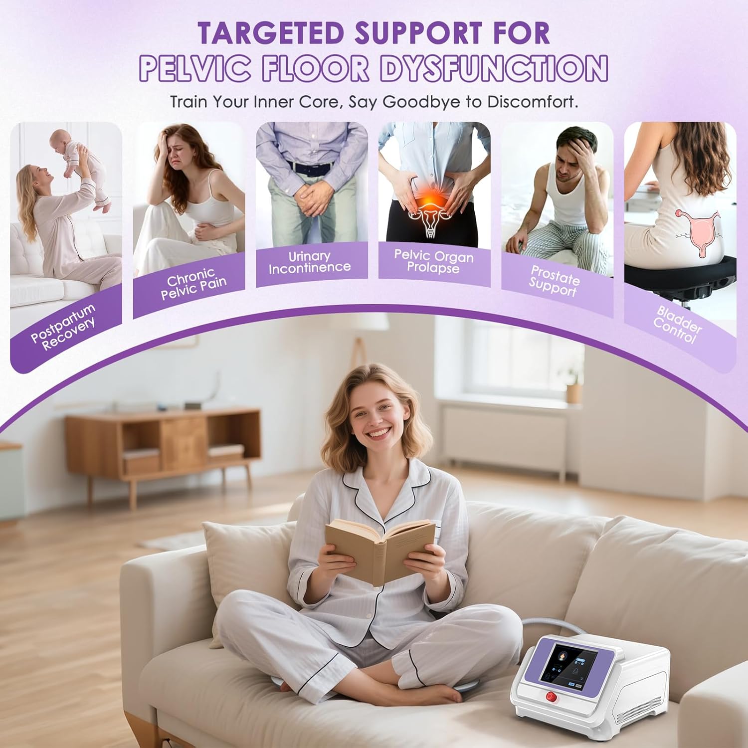 Pelvic Floor Muscle Exerciser EMS Sculpting Cushion Mat, Portable Kegel Trainer for Postpartum Recovery & Muscle Wellness – Home Use Bladder Control & Pelvic Floor Toner for Women Men