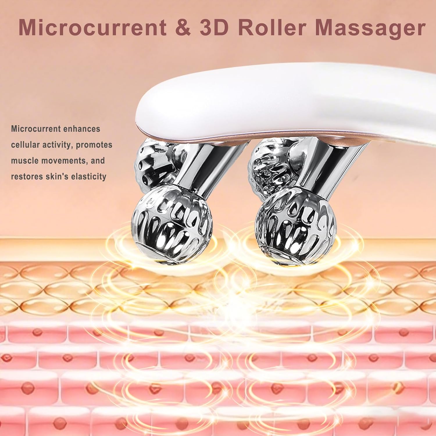 Wireless Facial Massager, 3D Roller Electric Facial Roller, Rechargeable V-Shape Sculpting & Puffiness Relief Tool, Face Roller Lymphatic Drainage for Home & Travel Use