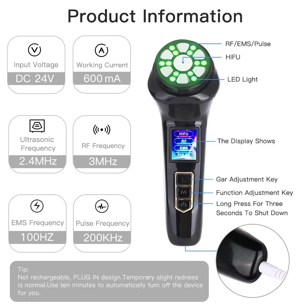 4 in 1 Mini Hifu Beauty Machine Home Use Skin Care Device for Reduce Wrinkles, Skin Tightening Lifting, Skin Firming Rejuvenation Brightening Beauty Instrument