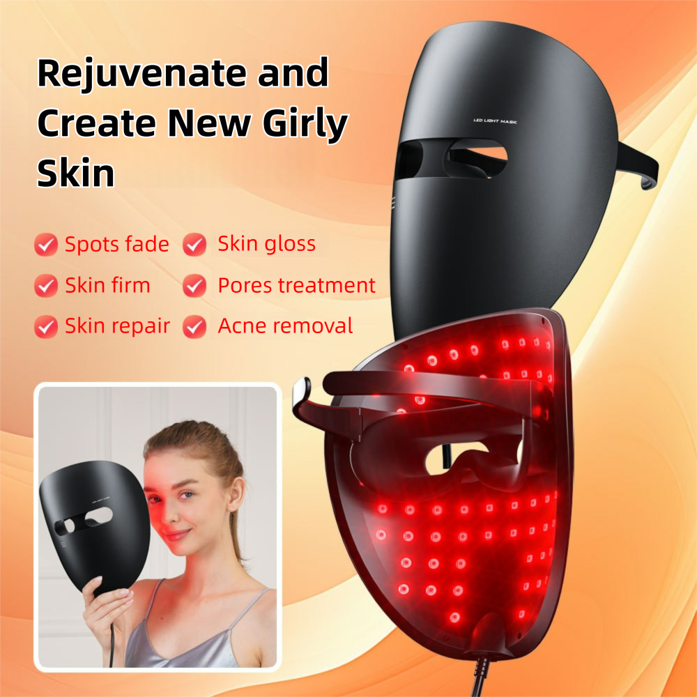 Led Face Mask, Red Light Therapy for Face, 7 Colors Led Face Mask Light Therapy with Eye Protection and Remote, Infrared, Red & Blue Light Mask for Skin Care, Wrinkle Reduction