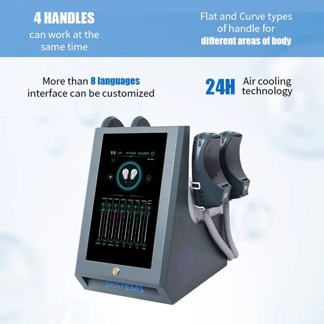 4 Handles Emsculpting Neo Machine with RF, Emsculpt Body Sculpting Machine, Ems Sculpting Muscle Strengthen Body Shaping Machine for Abdomen Thigh Buttock Upper Arm