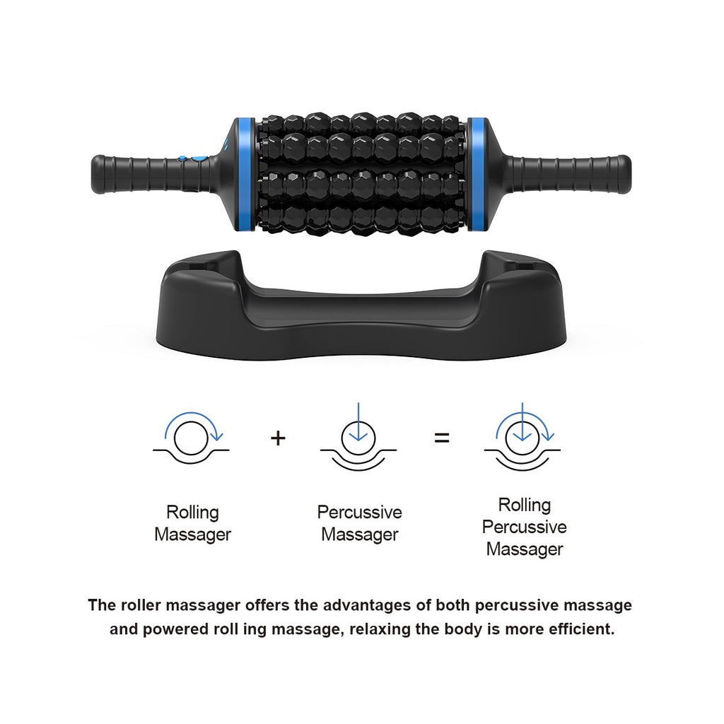 Electric Rolling Percussive Massager, Deep Tissue and Muscle Recovery, Hands-Free Base, Electric Ball Roller Body Massager for Relax Sore Muscle Neck Arm Calf Leg Back, Lymphatic Drainge Fascia Muscle Cellulite Roll Massage Stick Tools