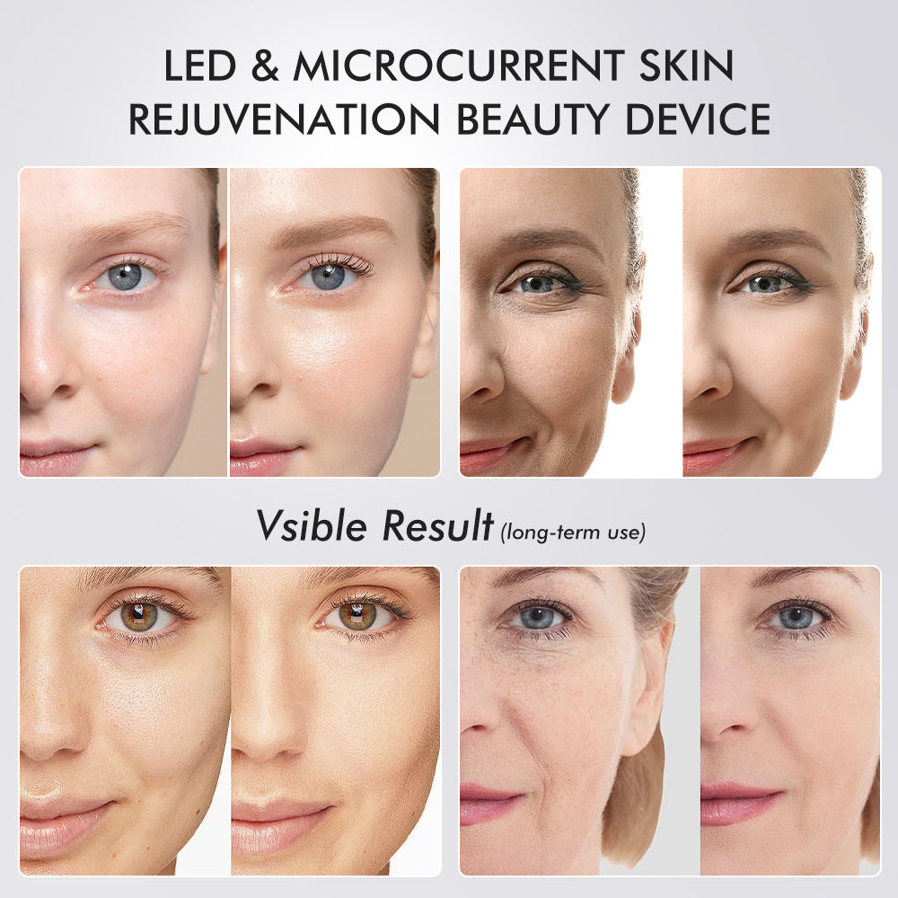 6-in-1 Real Glass Glow Beauty Massager Skin Tightening Face Machine, Face Massager Tool , Enhanced Absorption, Facial Neck Lifting, Firming, EMS Microcurrent Light Therapy Beauty Device