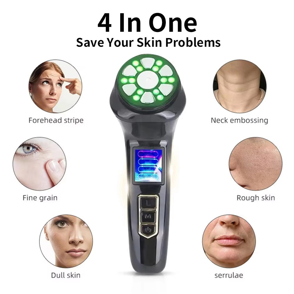 4 in 1 Mini Hifu Beauty Machine Home Use Skin Care Device for Reduce Wrinkles, Skin Tightening Lifting, Skin Firming Rejuvenation Brightening Beauty Instrument