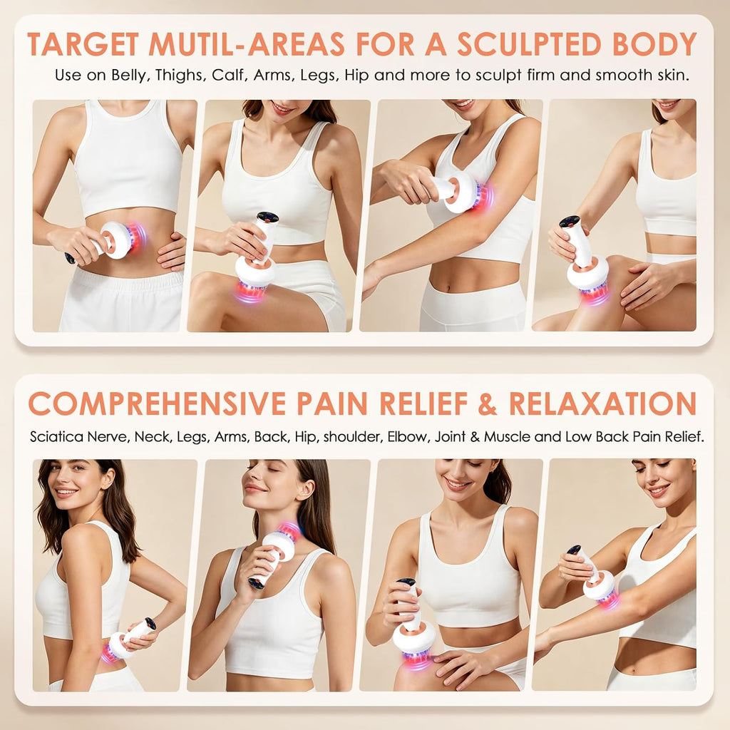 4-in-1 Body Sculpting Machine - Lymphatic Drainage Massager - Anit Cellulite Massage Tool Help Reduce Stretch Marks & Cellulite & Fat, Pain Relife Devices for Body (Belly, Legs, Arms, Butt, Low Back)