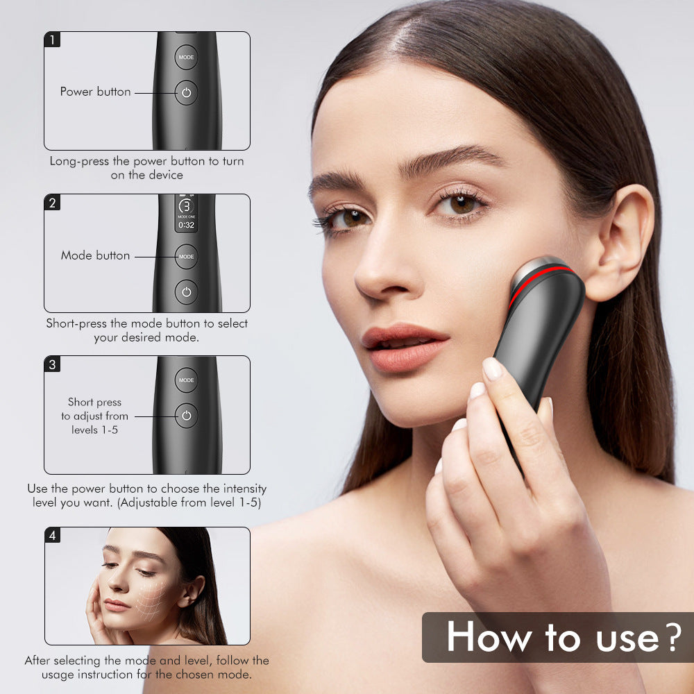 6-in-1 Real Glass Glow Beauty Massager Skin Tightening Face Machine, Face Massager Tool , Enhanced Absorption, Facial Neck Lifting, Firming, EMS Microcurrent Light Therapy Beauty Device
