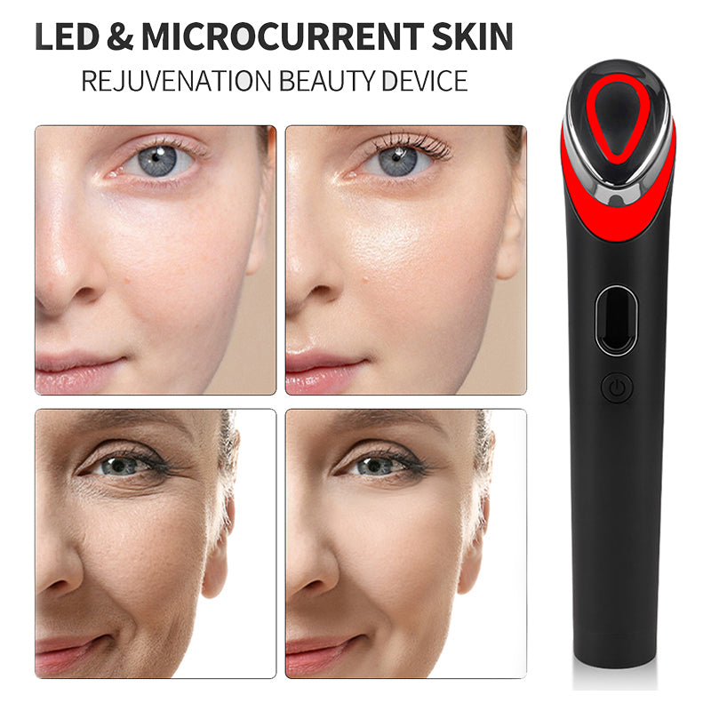 6-in-1 Real Glass Glow Beauty Massager Skin Tightening Face Machine, Face Massager Tool , Enhanced Absorption, Facial Neck Lifting, Firming, EMS Microcurrent Light Therapy Beauty Device