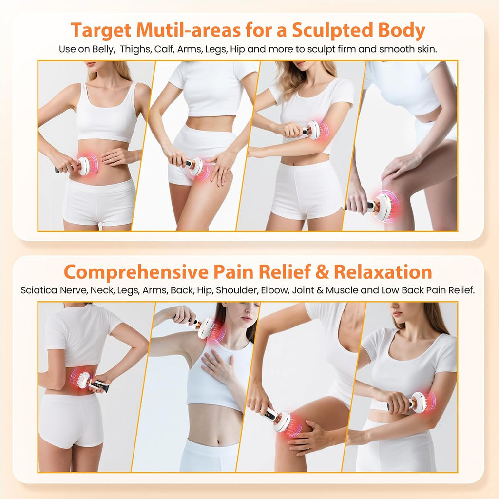 4-in-1 Body Sculpting Machine - Lymphatic Drainage Massager - Anit Cellulite Massage Tool Help Reduce Stretch Marks & Cellulite & Fat, Pain Relife Devices for Body (Belly, Legs, Arms, Butt, Low Back)