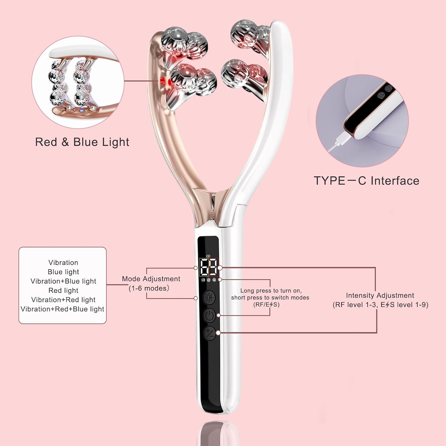 Wireless Facial Massager, 3D Roller Electric Facial Roller, Rechargeable V-Shape Sculpting & Puffiness Relief Tool, Face Roller Lymphatic Drainage for Home & Travel Use