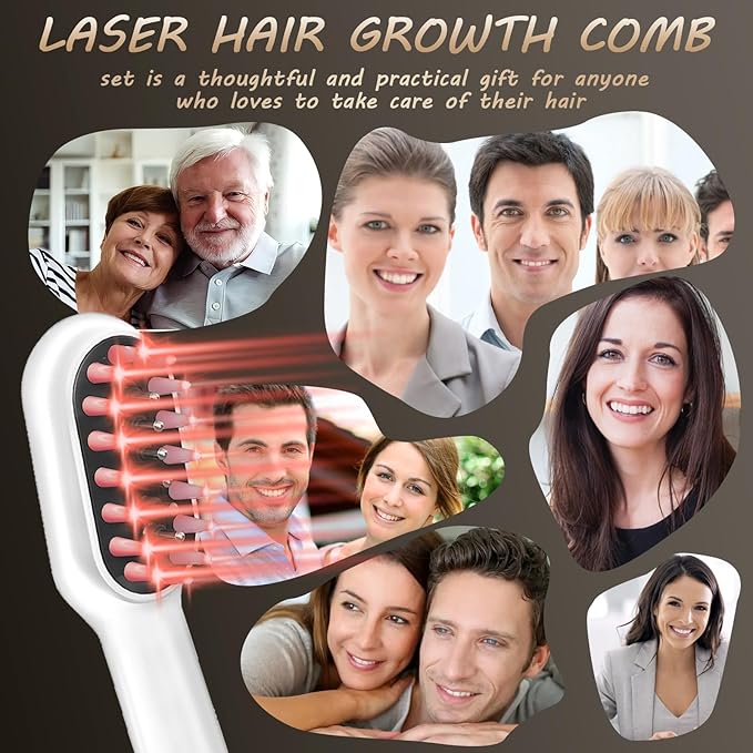 Laser Hair Growth Comb - Laser Light Therapy for Hair Growth, Handheld Scalp Laser Device for Thicker, Healthier Hair, Medical Grade Hair Loss Treatment Regrows Fuller and Thickness, Stimulates Growth for Men & Women