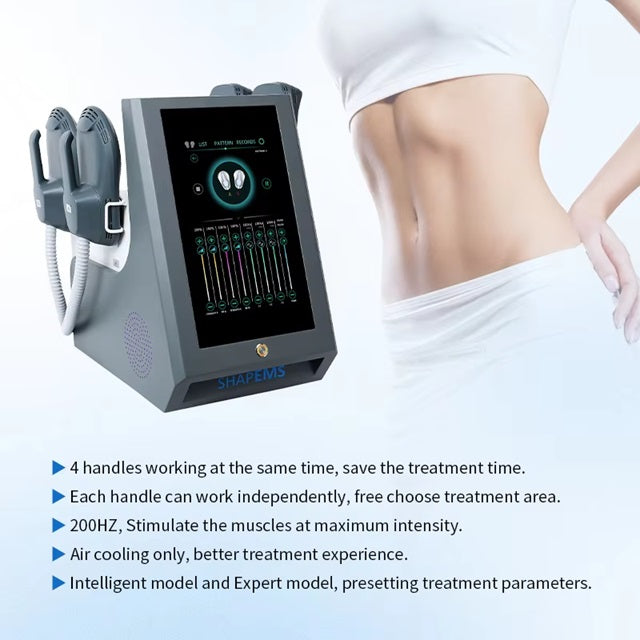 4 Handles Emsculpting Neo Machine with RF, Emsculpt Body Sculpting Machine, Ems Sculpting Muscle Strengthen Body Shaping Machine for Abdomen Thigh Buttock Upper Arm