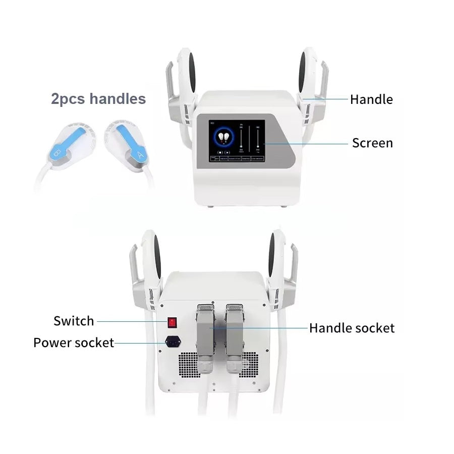 2 Handles Emsculpting Neo Machine with RF, Emsculpt Body Sculpting Machine, Ems Sculpting Muscle Strengthen Body Shaping Machine for Abdomen Thigh Buttock Upper Arm