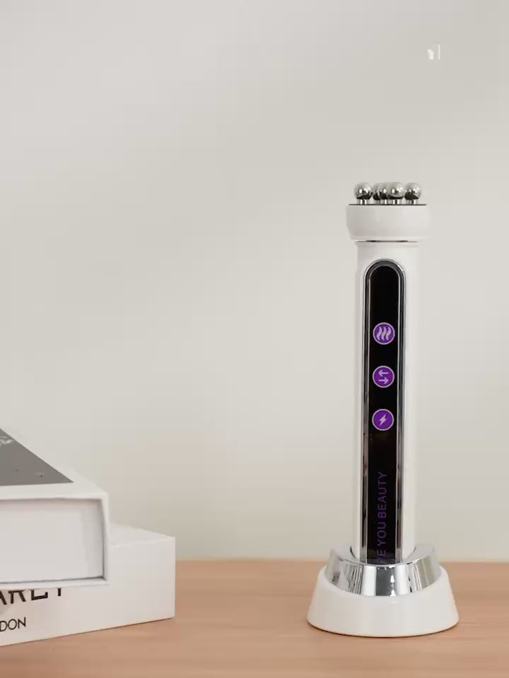 Electric 360° Rotating Face & Body Massager-5D Microcurrent Facial Device with Heat & Red Light Therapy, Face Lifting & Skin Toning Tool, Promote Skincare Absorption